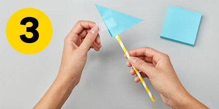 Step 3 - taping a folded Post-it® Note to a straw
